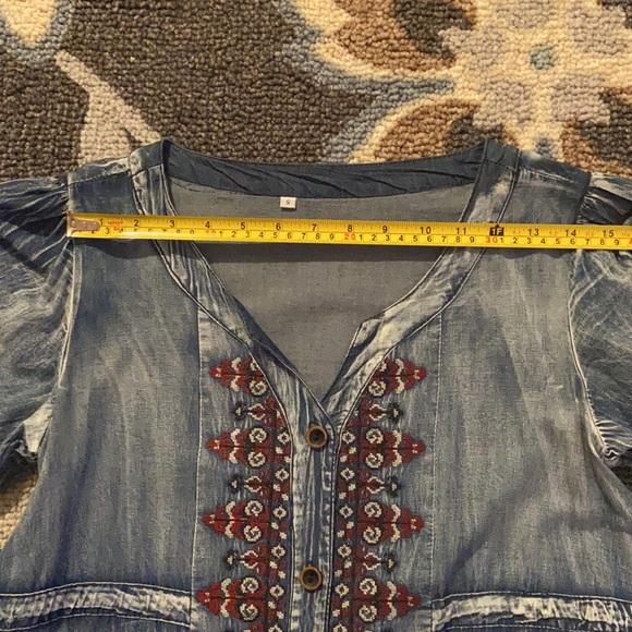 Boutique embroidered denim dress size small - Picture 9 of 11